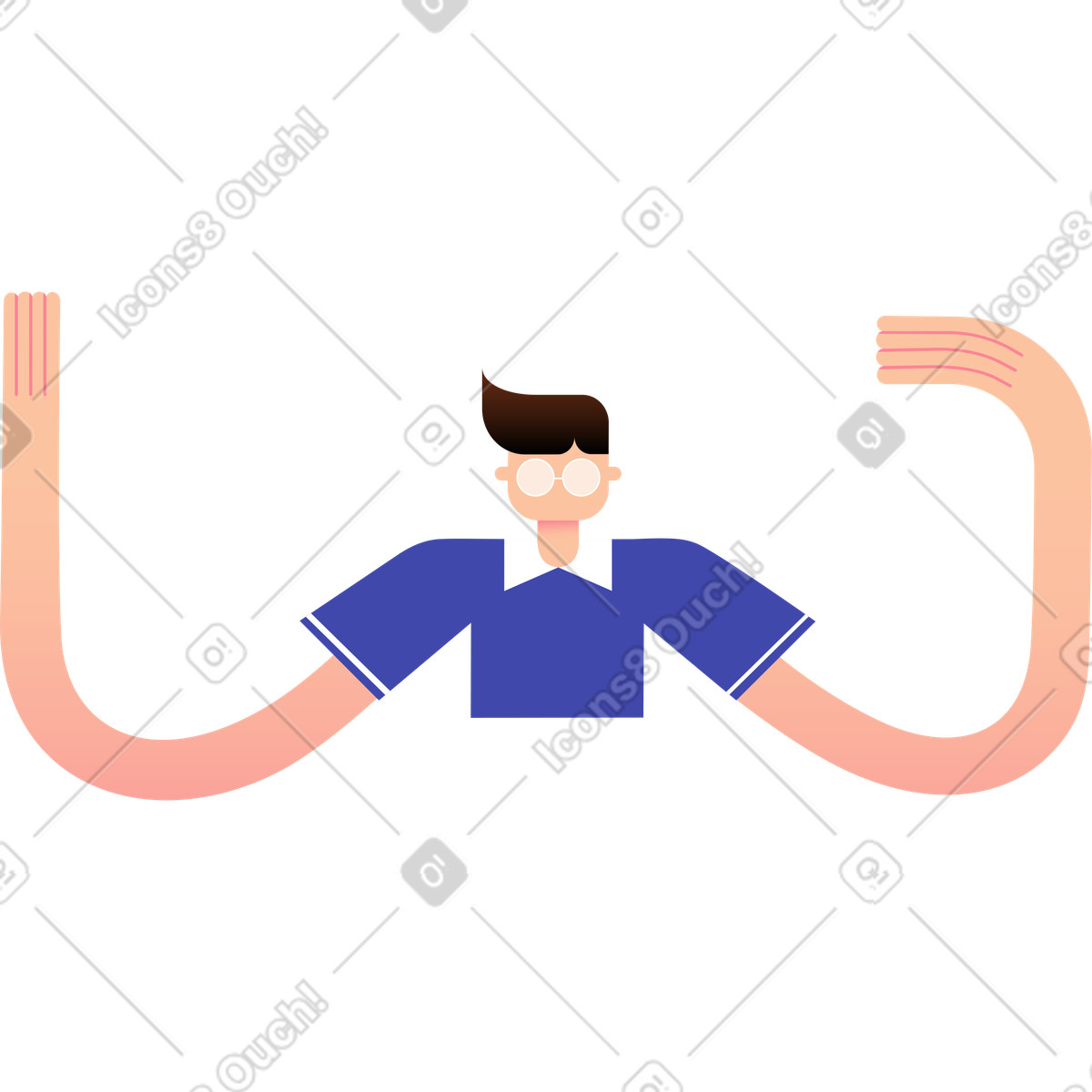 Ilustração de Homem braços abertos em no estilo Wavy para baixar em PNG, SVG
