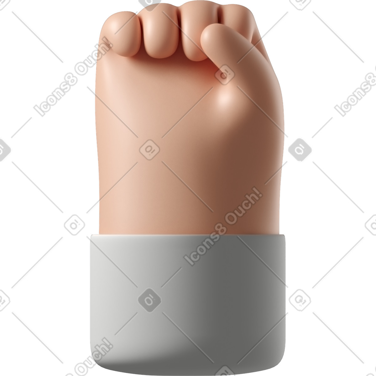 Ilustración Puño levantado de una mano piel blanca en estilo 3D Hands Fun&Wild a descargar en PNG y SVG