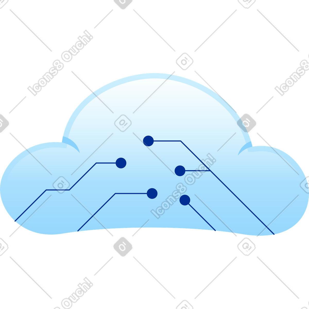 Archiviazione nel cloud informatico illustrazione in stile Glossy scarica in PNG, SVG