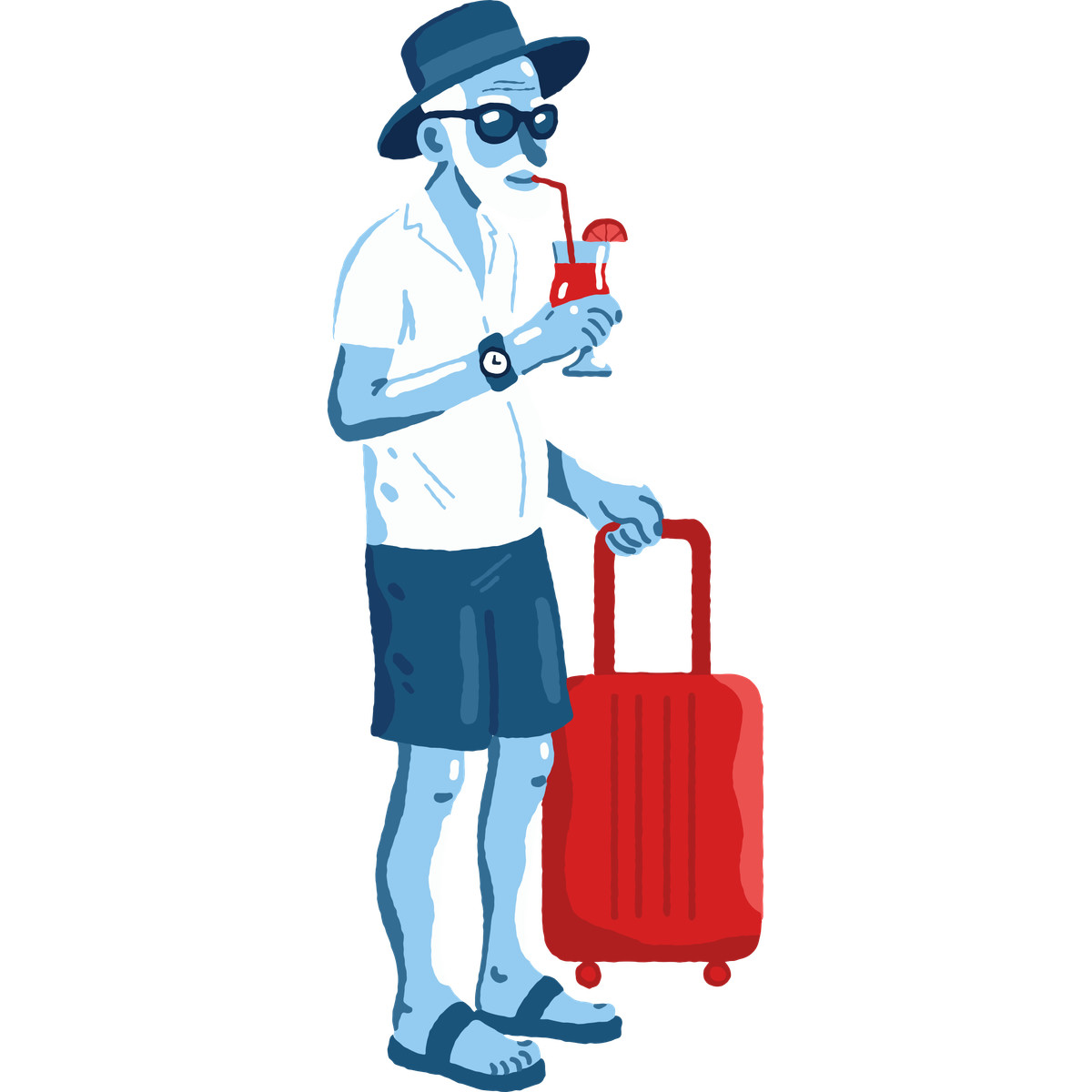 Old man on vacation illustrazione in stile Cherry scarica in PNG, SVG