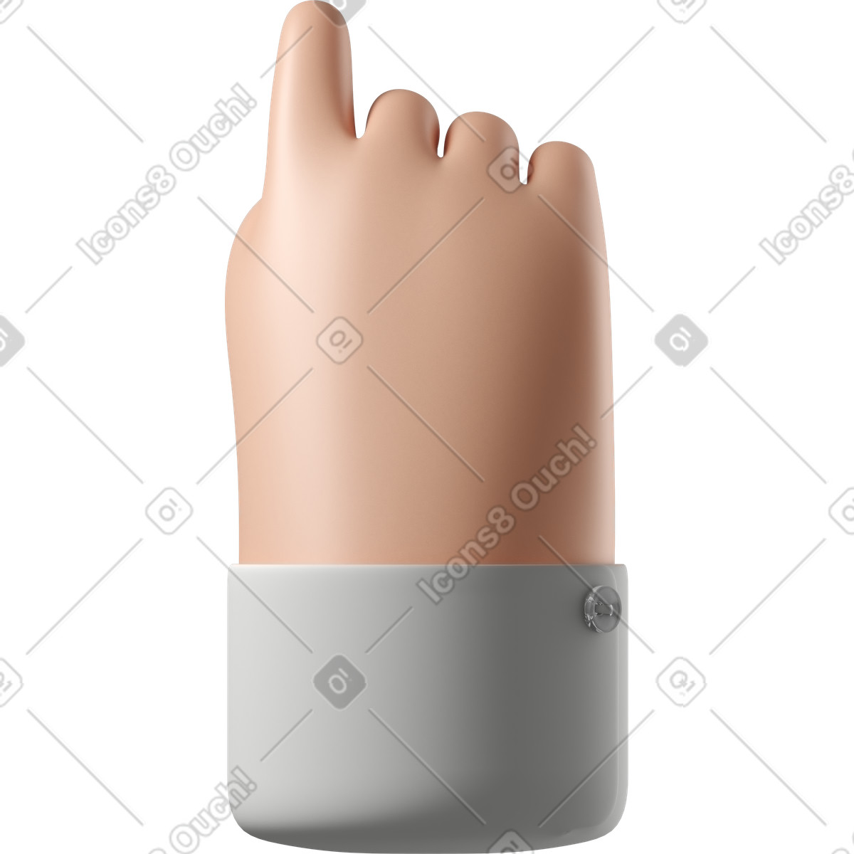 3D Hands Fun&Wild スタイルの Back view of white skin hand pointing up のイラストをPNG、SVG形式でダウンロード