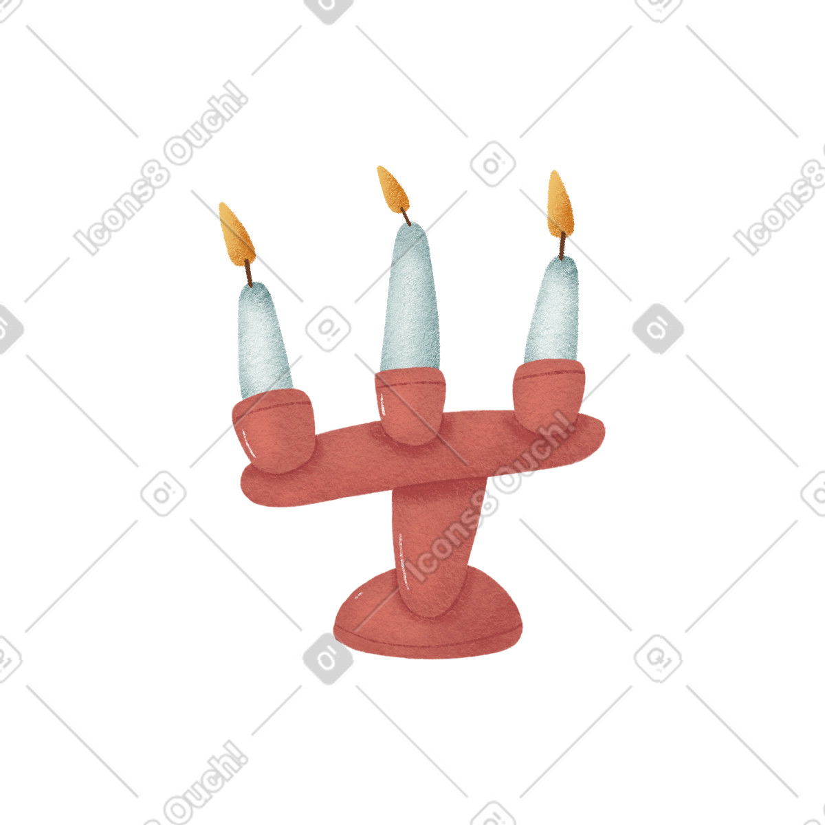 Ilustración Red table candlestick with three white candles en estilo Woolly a descargar en PNG y SVG