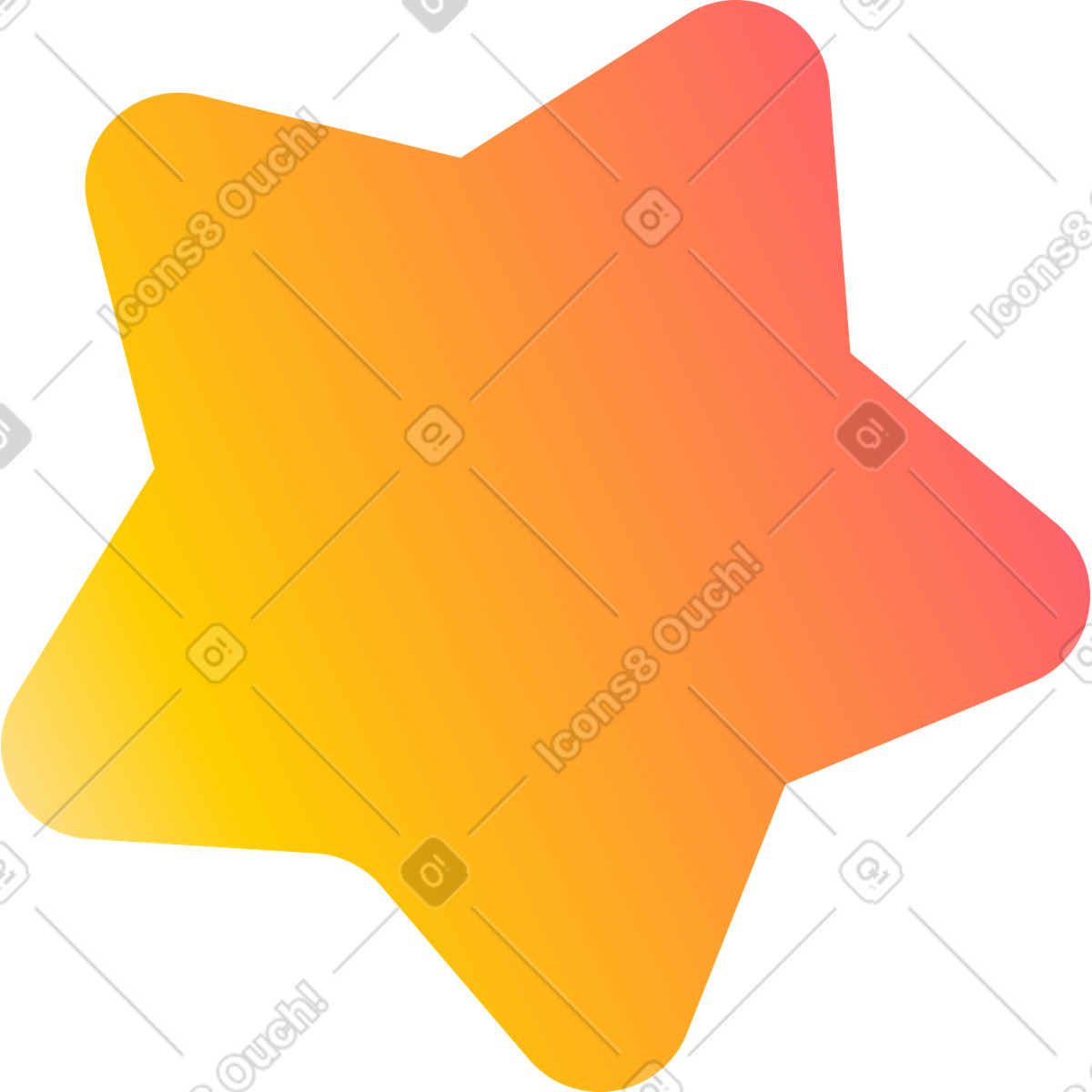 Orangefarbener stern-Illustration im Puffy-Stil als Download in PNG, SVG