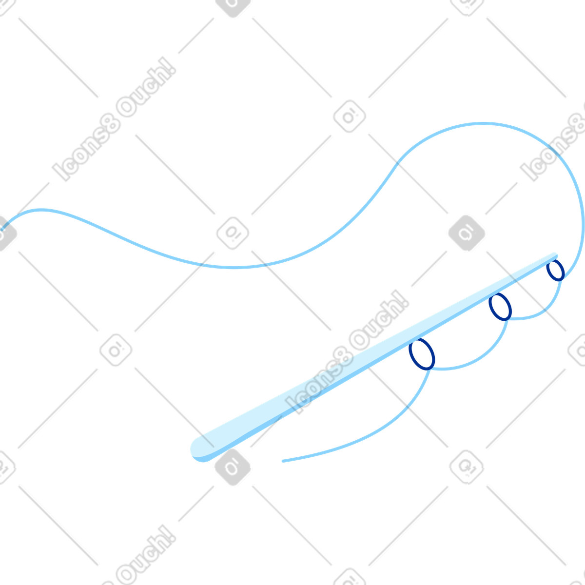 Glossy スタイルの Fishing rod with line のイラストをPNG、SVG形式でダウンロード