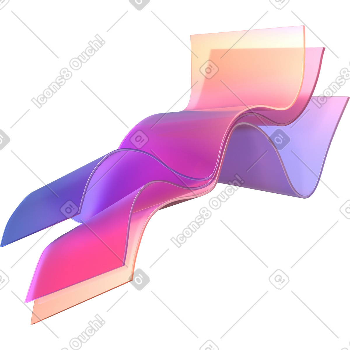 Ilustración Cintas fusionándose en colorida sinergia. estilo 3D Glassy a descargar PNG y SVG