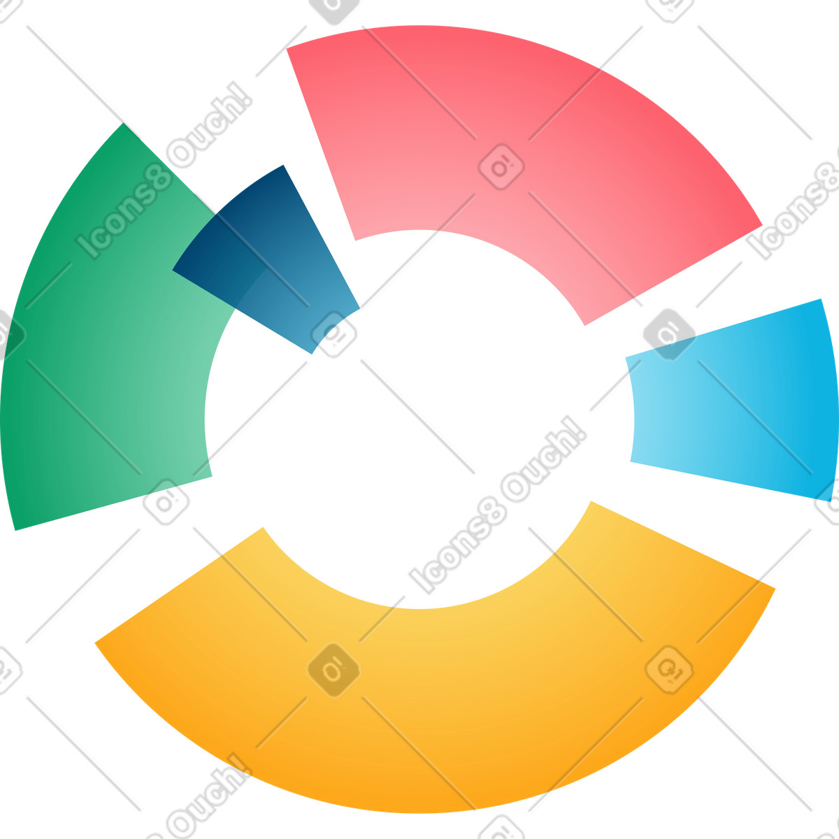 Diagramma circolare colorato illustrazione animata in stile Colors scaricabile in GIF, Lottie (JSON), AE