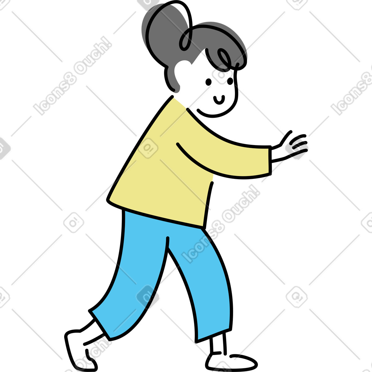 Junge frau drückt-Illustration im Mochi-Stil als Download in PNG, SVG