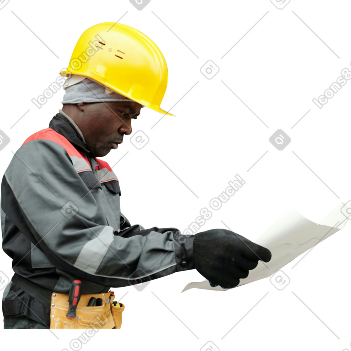 Bauarbeiter-Illustration im Energy-Stil als Download in PNG, SVG