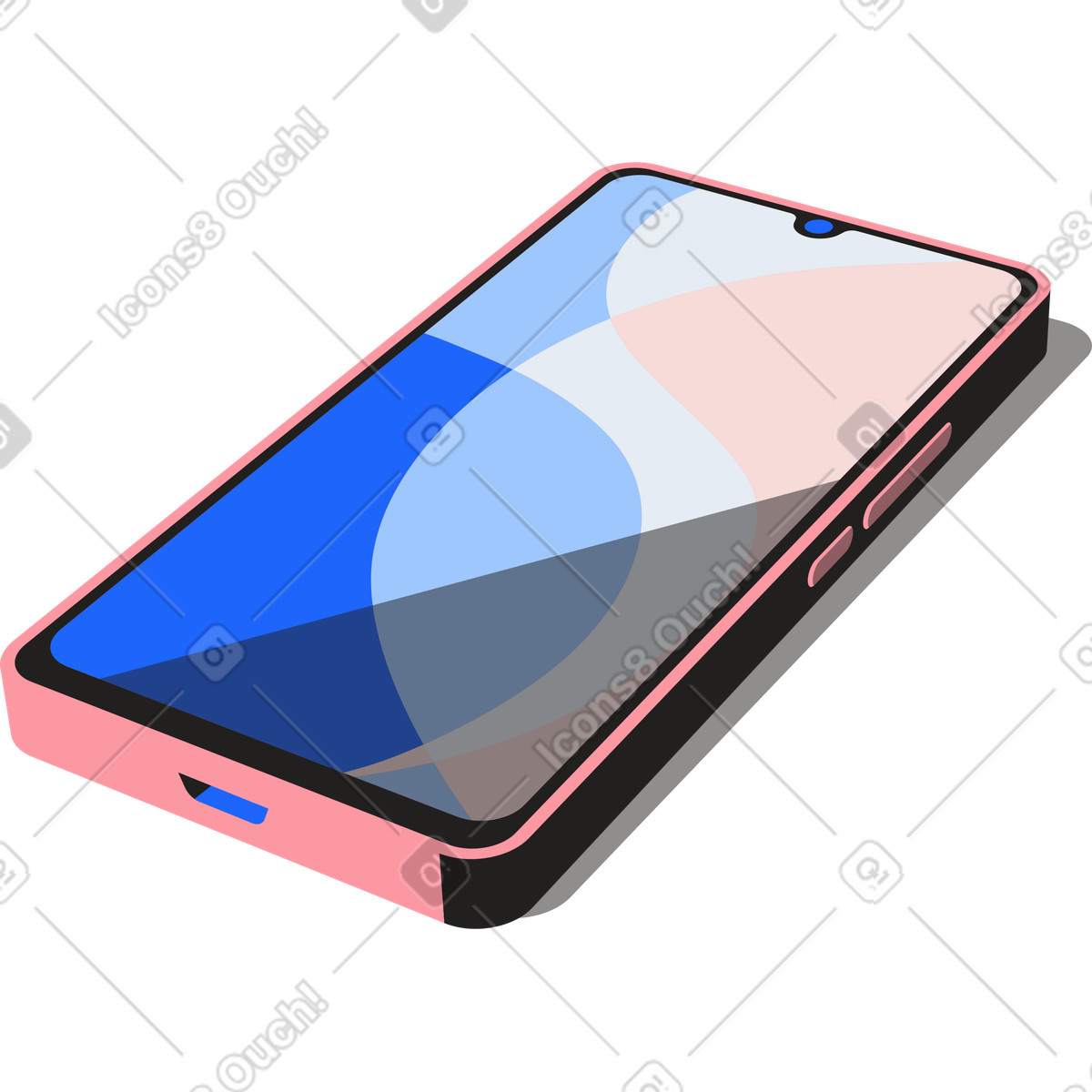 Ilustração de Smartphone em isometria no estilo Editorial para baixar PNG, SVG