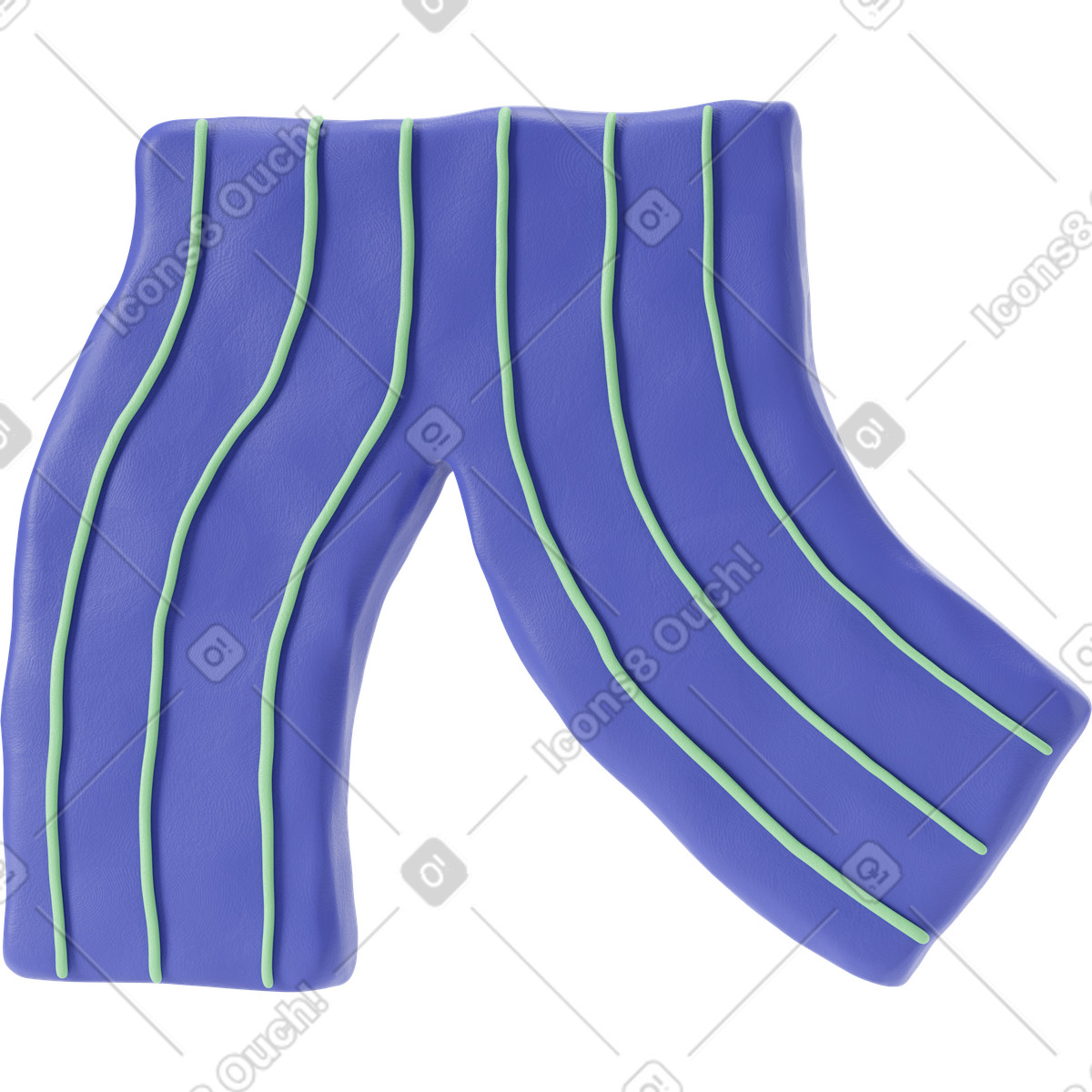 Ilustração de Vista lateral da calça azul com listras brancas em no estilo 3D Stripy para baixar em PNG, SVG