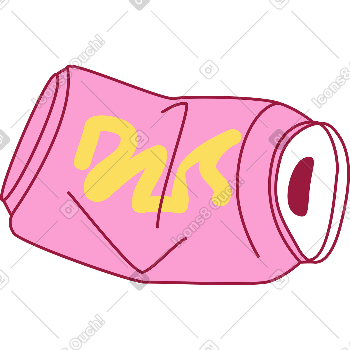 Crumpled soda can illustration in Storyline style download in PNG, SVG