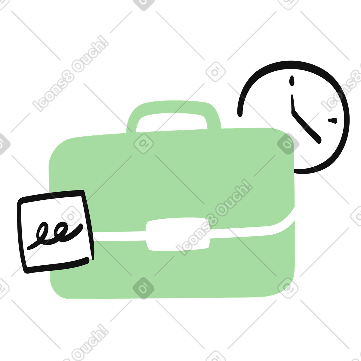 Ilustración Deadline time management with briefcase and signature note reminder en estilo Organic a descargar en PNG y SVG