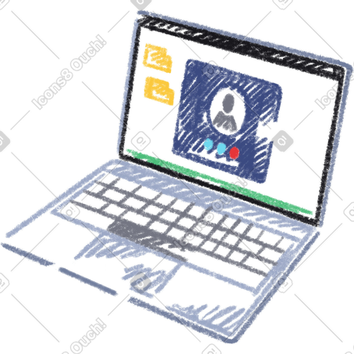 Иллюстрация Laptop computer with video call interface on screen в стиле Sketchbook — скачать в форматах PNG, SVG