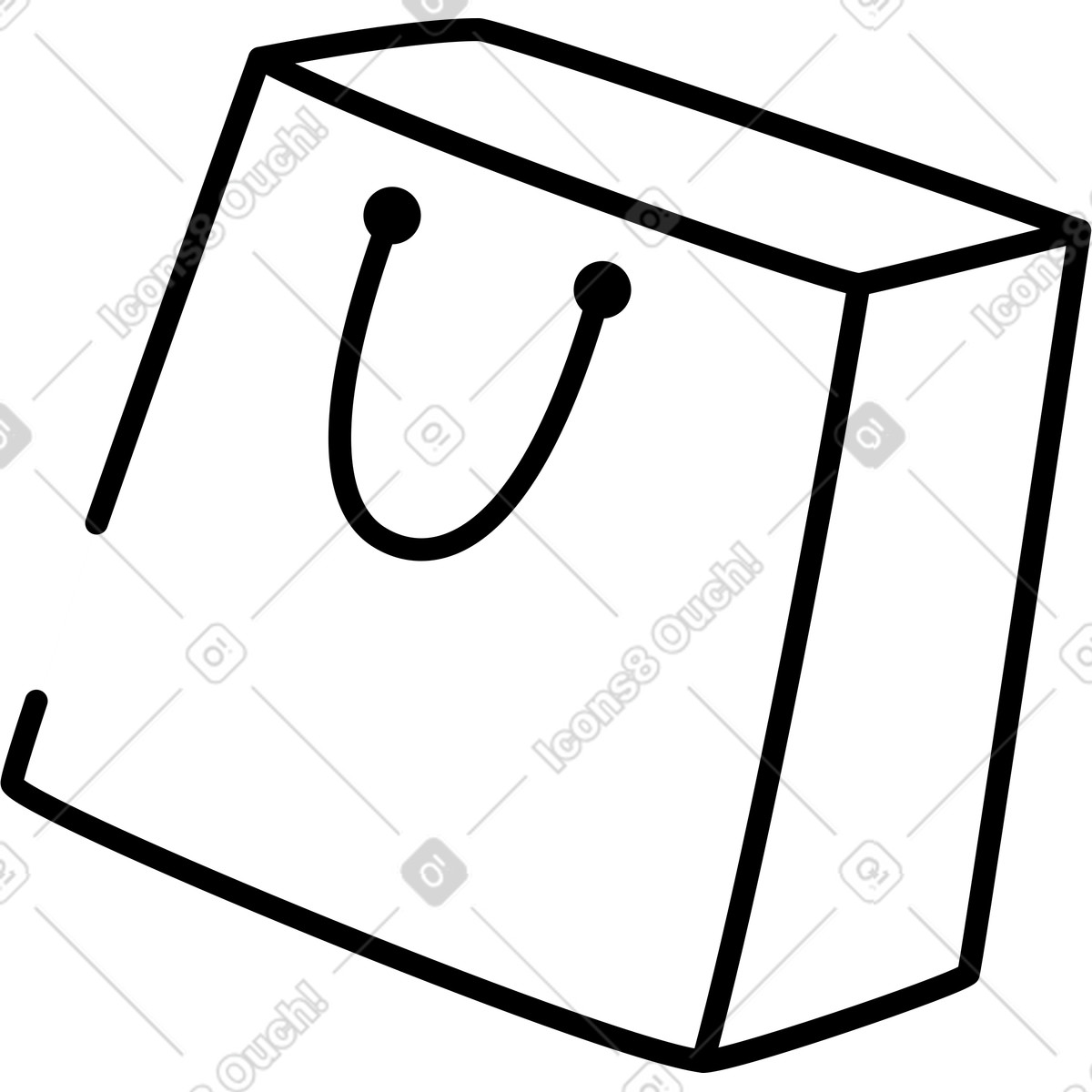 Illustration Shopping bag paper package with handle for retail store purchases dans le style Notion Line Art à télécharger aux formats PNG, SVG