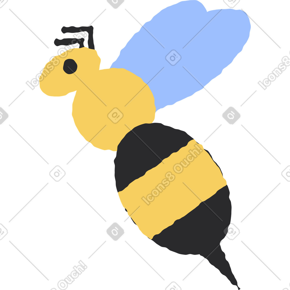 Bee illustration in Pablo style download in PNG, SVG