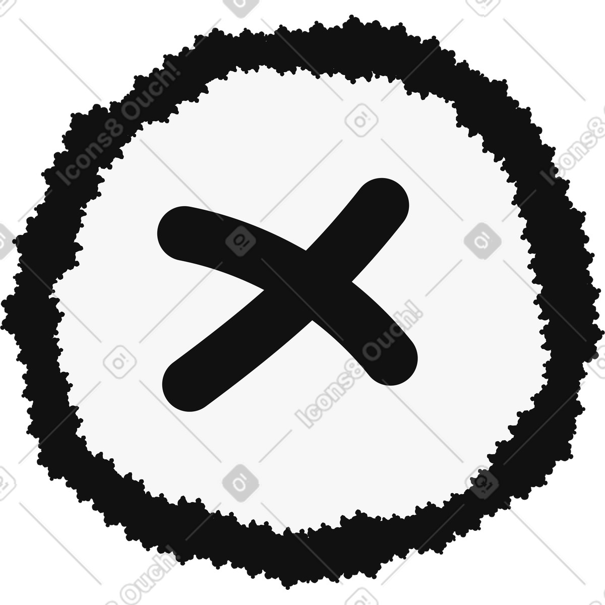 Illustration Cross button symbol for close or cancel user interface dans le style Bold People à télécharger aux formats PNG, SVG