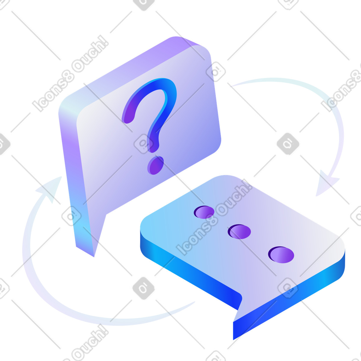 Illustration Questions-réponses interactives - interaction utilisateur faq dans le style Hi-tech à télécharger aux formats PNG, SVG