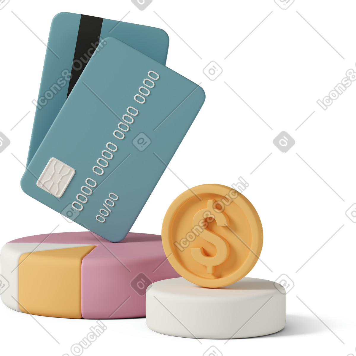 Ilustração de Credit cards and pie chart em no estilo 3D Casual life para baixar em PNG, SVG
