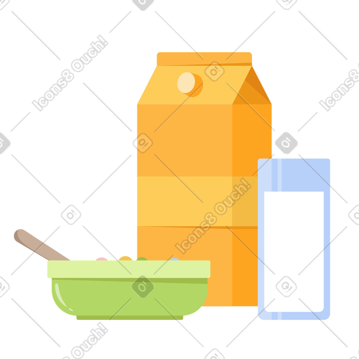 Ilustração de Leite e uma tigela cereal em no estilo Lagom para baixar em PNG, SVG