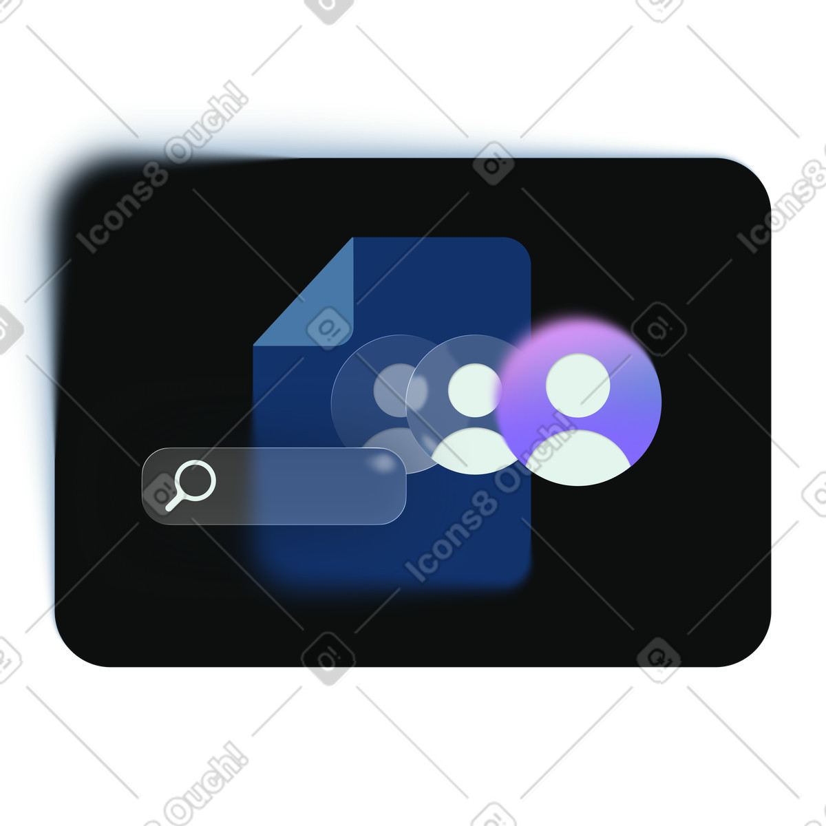 User search system with file and profiles, Customer database lookup access illustration in Void style download in PNG, SVG