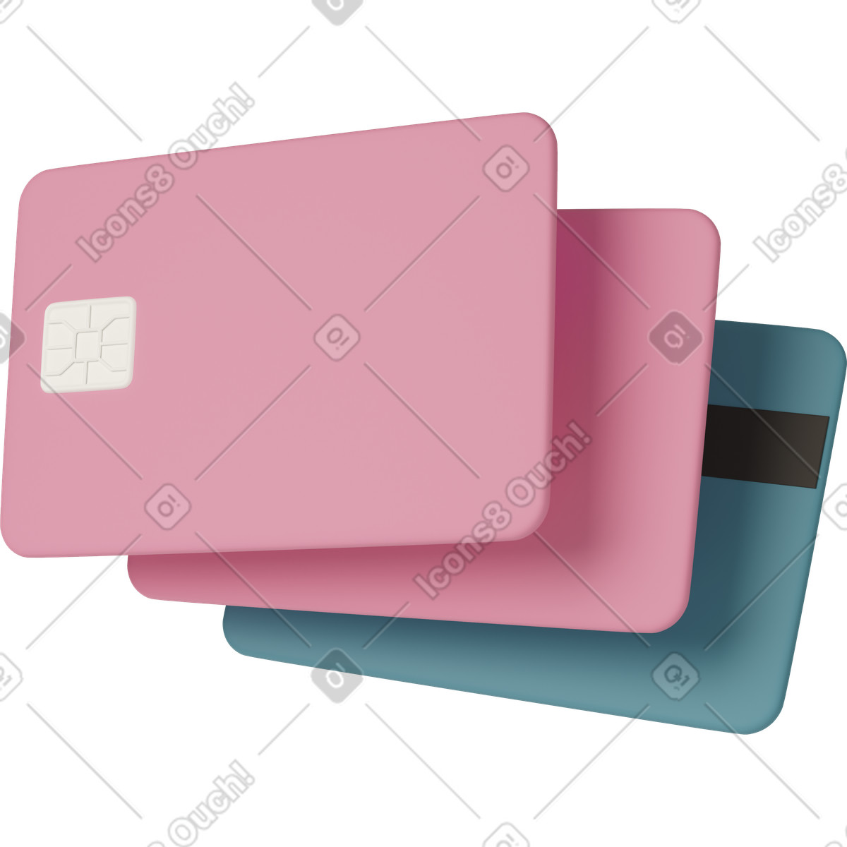 3D Casual life 스타일의 Set of credit cards 일러스트레이션 PNG, SVG 다운로드