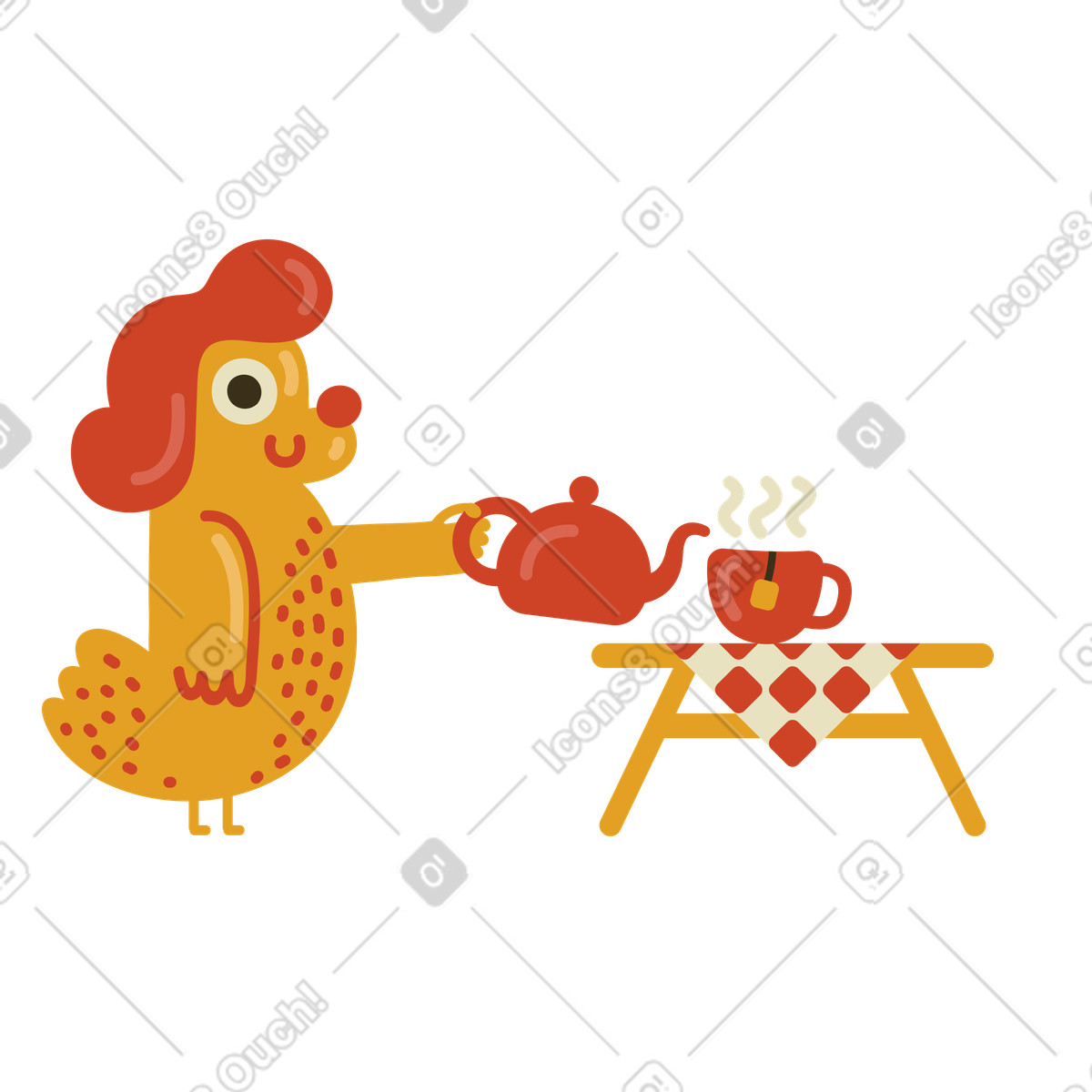 Ilustração de Servindo chá na xícara durante o intervalo para em no estilo Arabica baixar em PNG, SVG