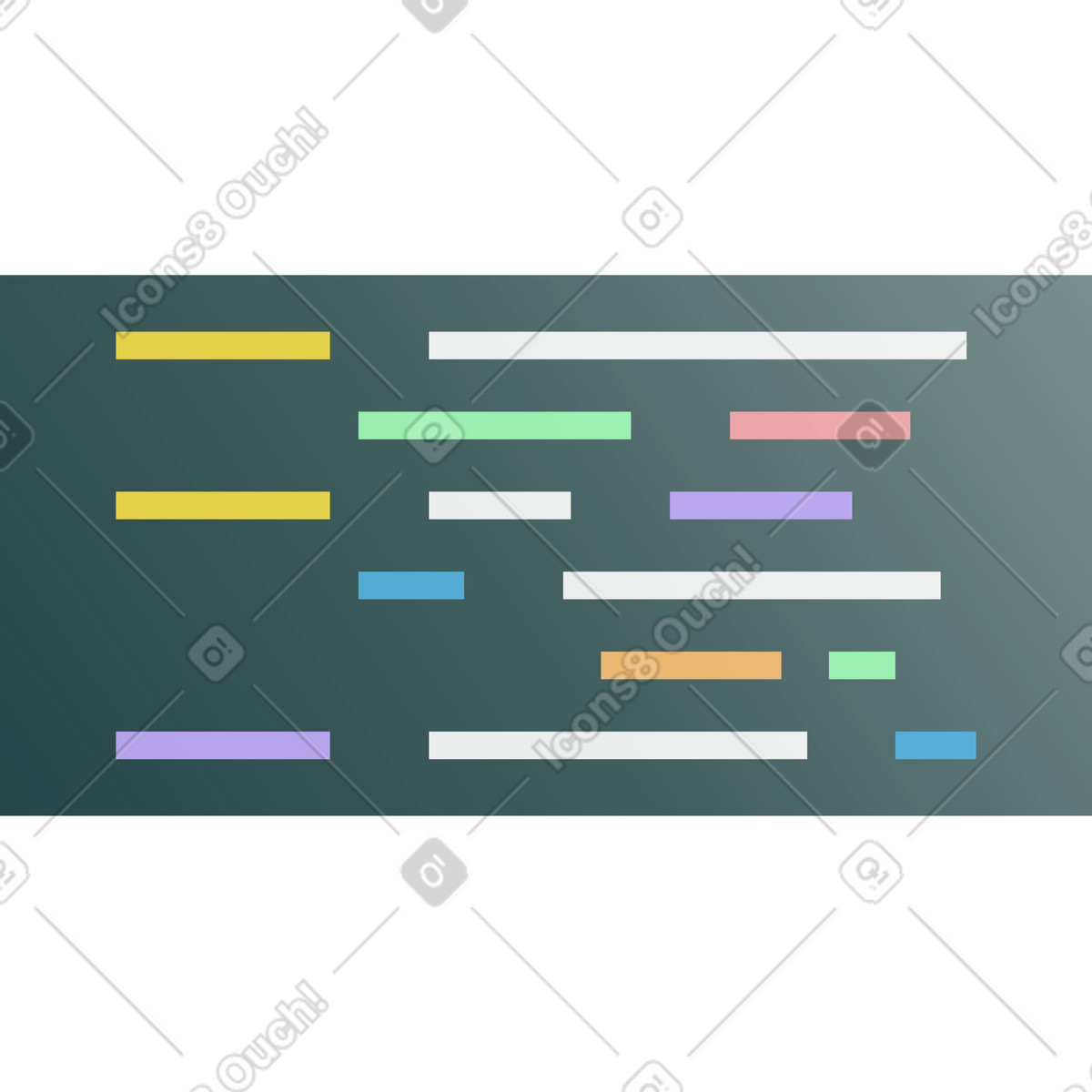 Illustration Fenêtre noire avec code coloré dans le style Florid à télécharger aux formats PNG, SVG
