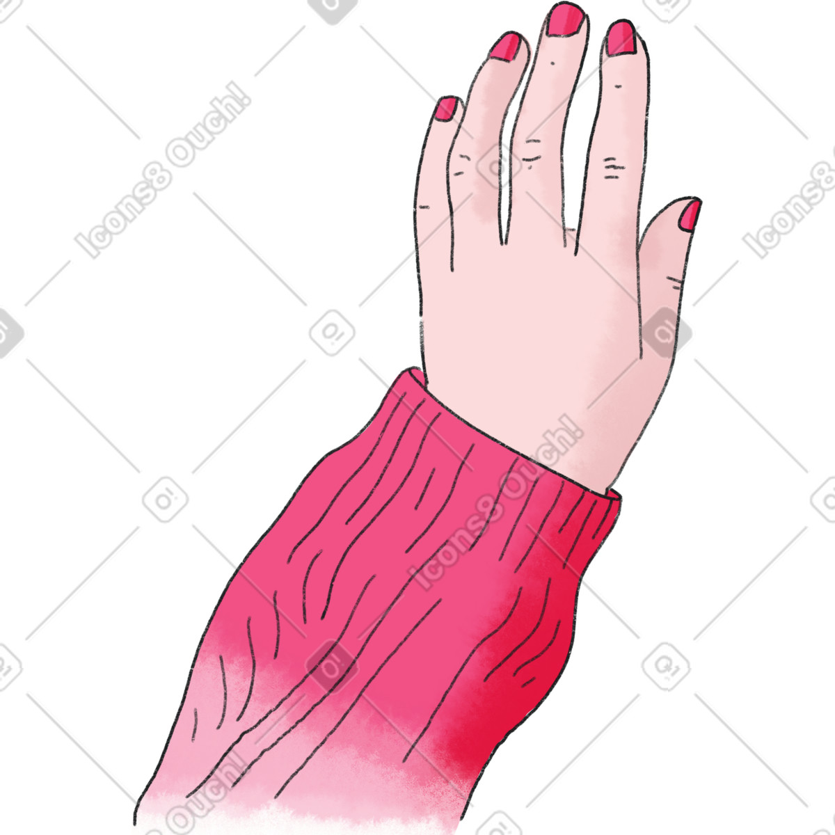 Hand in the pink sleeve-Illustration im Moments-Stil als Download PNG, SVG