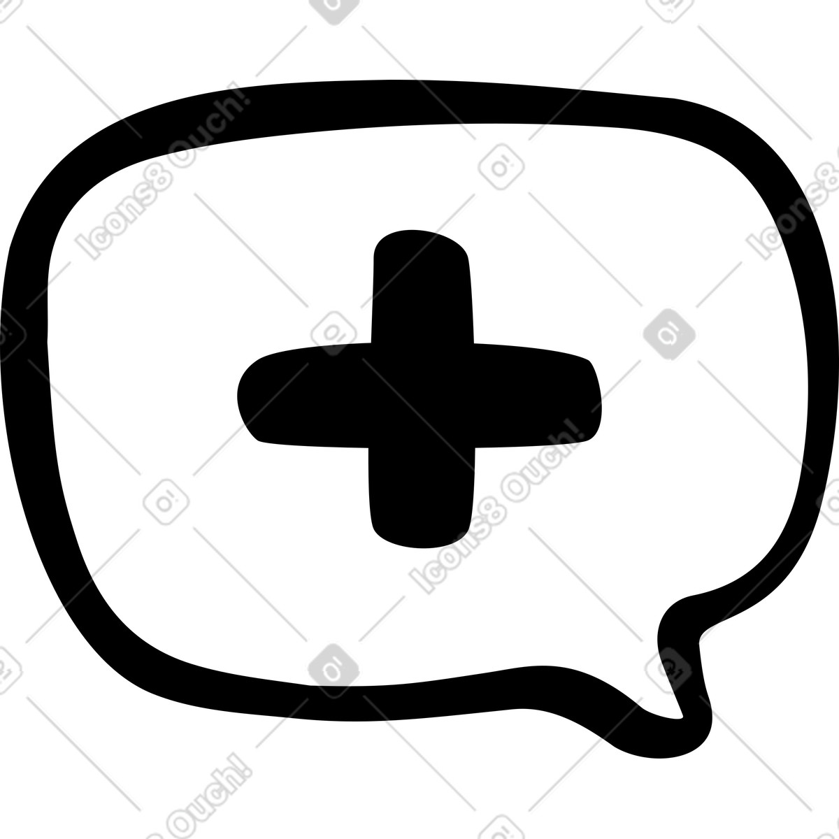 Ilustração de Balão fala com uma cruz médica em no estilo Journal para baixar em PNG, SVG