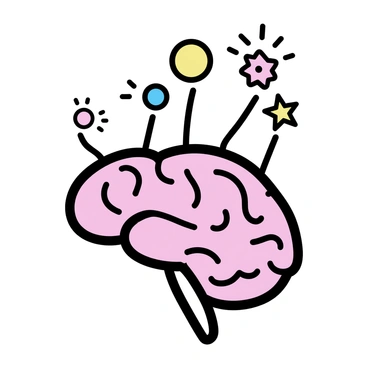 A brain, illustrated in a minimalistic style, with several branches extending from it. Each branch is adorned with various icons representing ideas and creativity, such as light bulbs, gears, and stars. The brain is colored in soft shades, while the branches display vibrant colors to signify growth and inspiration.