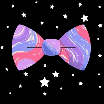 A bow tie with a stunning galaxy print against a starry backdrop
