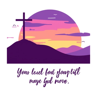 A silhouette of a cross atop a hill during sunset, with a Bible verse about salvation beautifully scripted in the foreground.