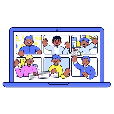 A virtual classroom scene where students are receiving their digital illustration certificates via video call.