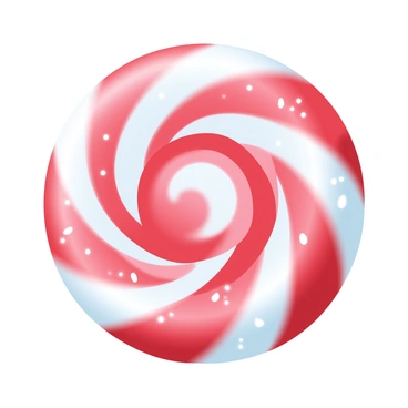 Close-up of a peppermint candy with red and white swirls