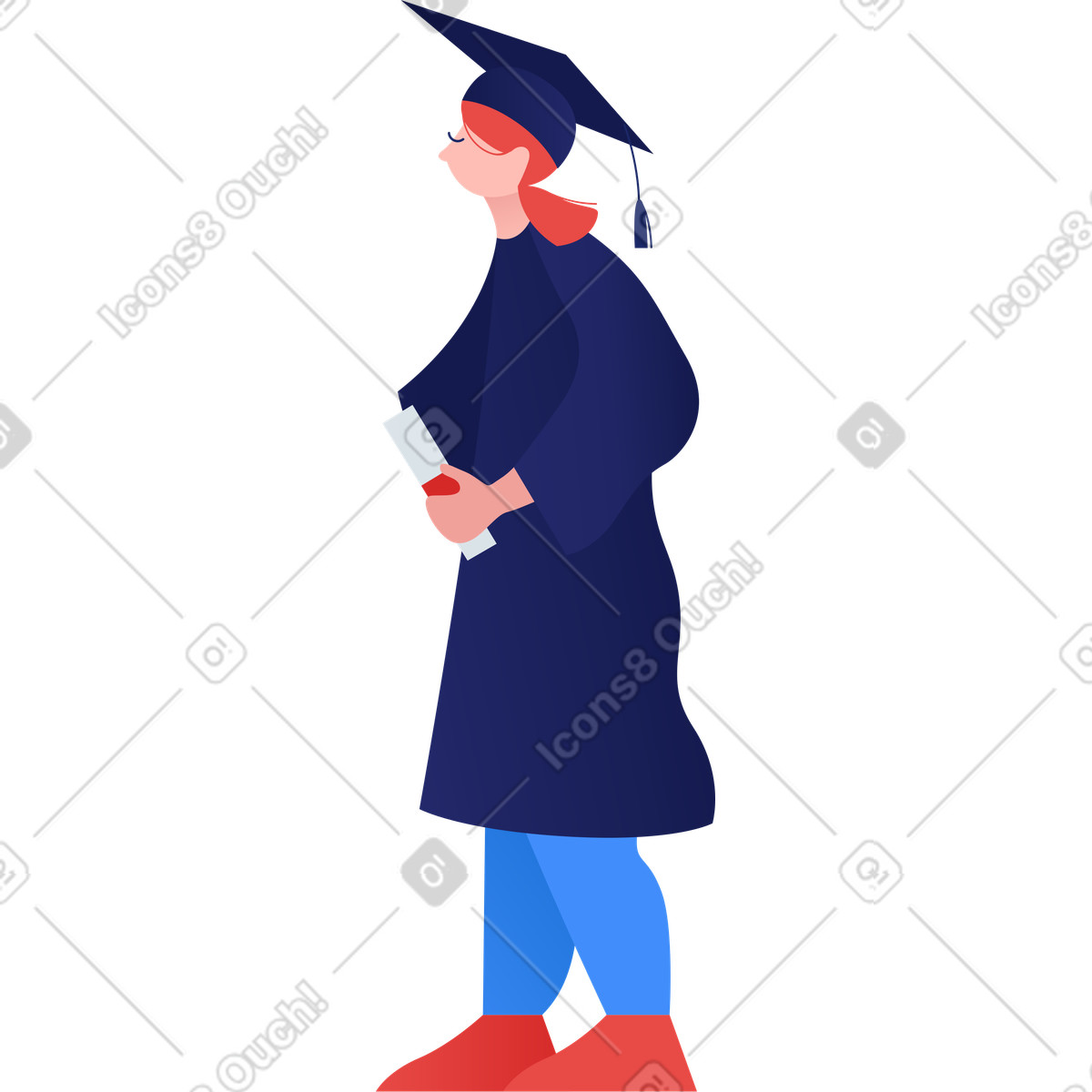 Girl graduate receives a diploma illustration in high-quality clipart for graduation celebrations