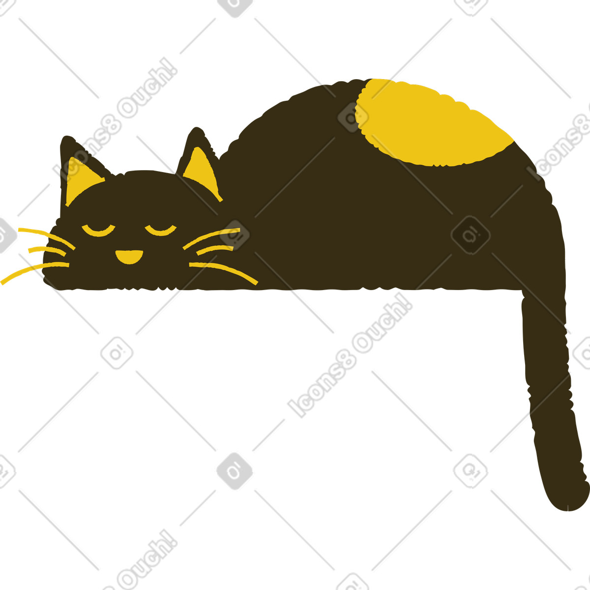 Katze schläft-Illustration im Bermuda-Stil als Download in PNG, SVG