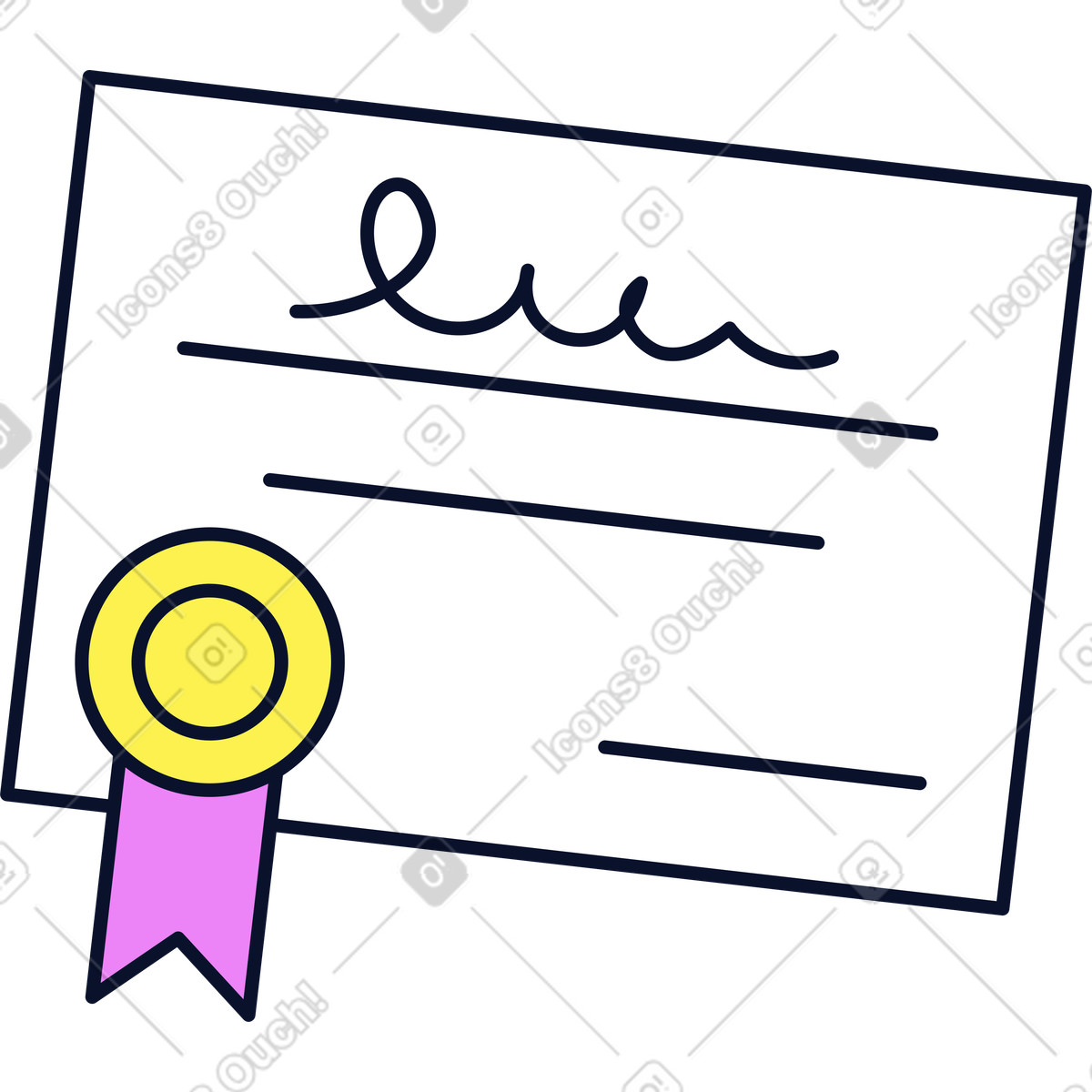 Diploma certificate illustration in Flexy style download in PNG, SVG