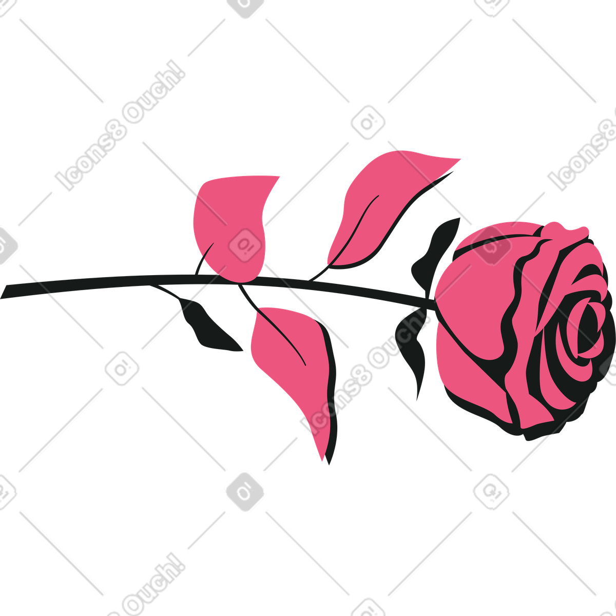 Cut rose illustration in Lounge style download in PNG, SVG