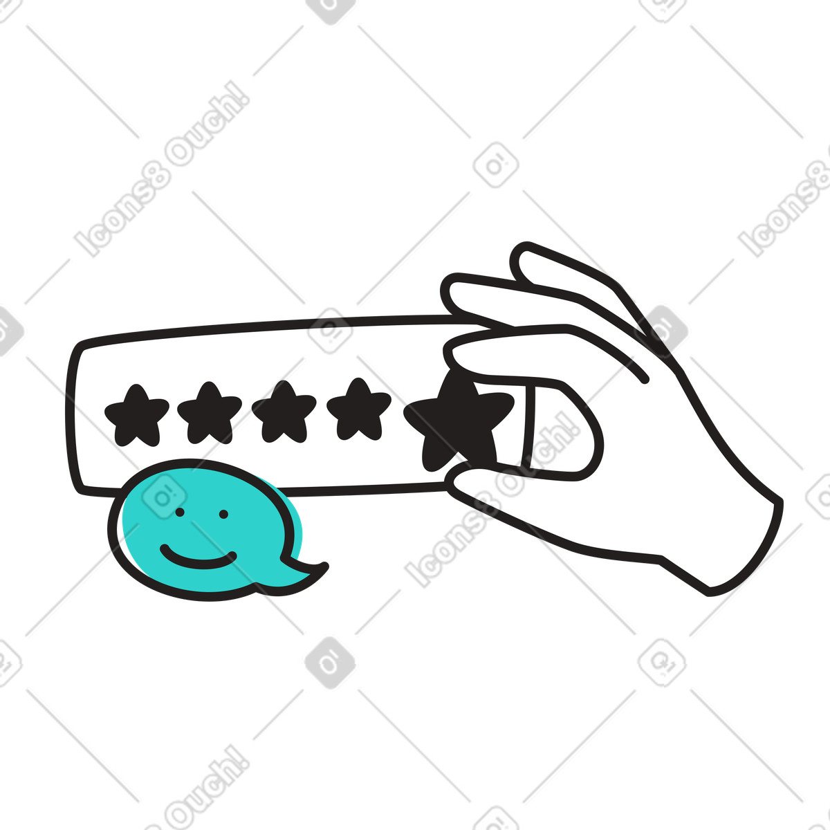 Giving a five star rating illustration in Little style download in PNG, SVG