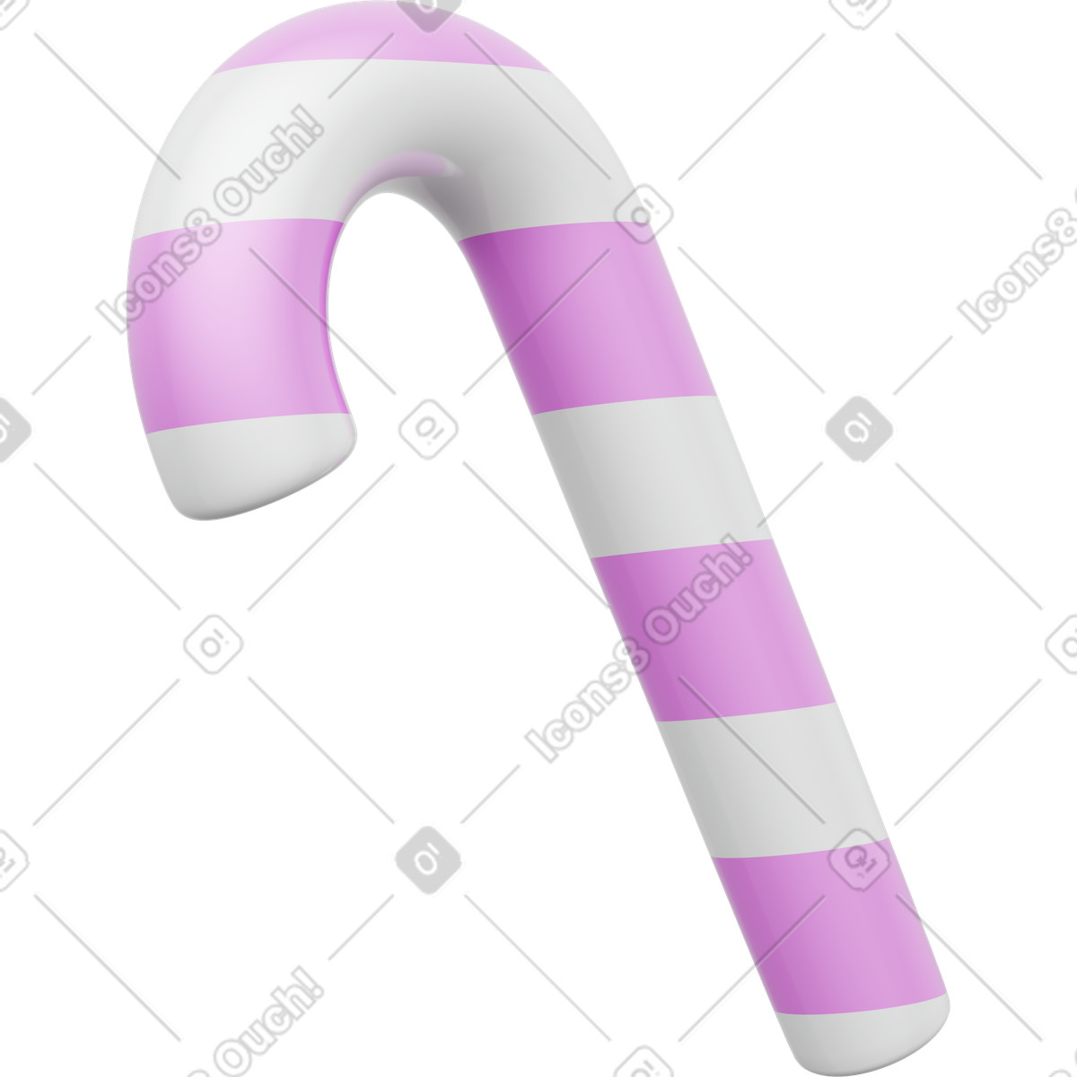 Candy cane, Christmas sweet, holiday treat illustration in 3D Playful style download in PNG, SVG