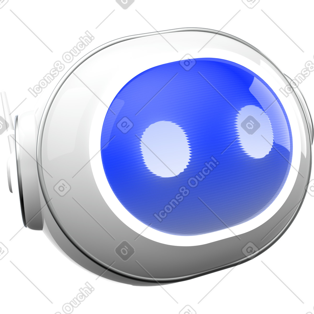 Illustration Icône de chatbot conviviale, tête d'assistant ia, personnage robot futuriste dans le style 3D Enterprise à télécharger aux formats PNG, SVG