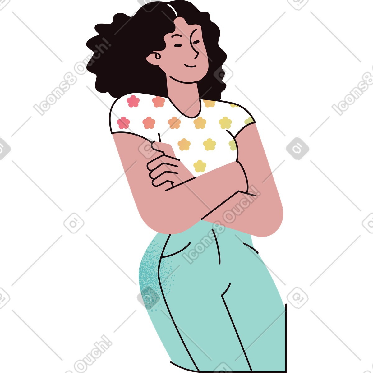 Woman with her arms crossed over chest illustration in Delight style download in PNG, SVG