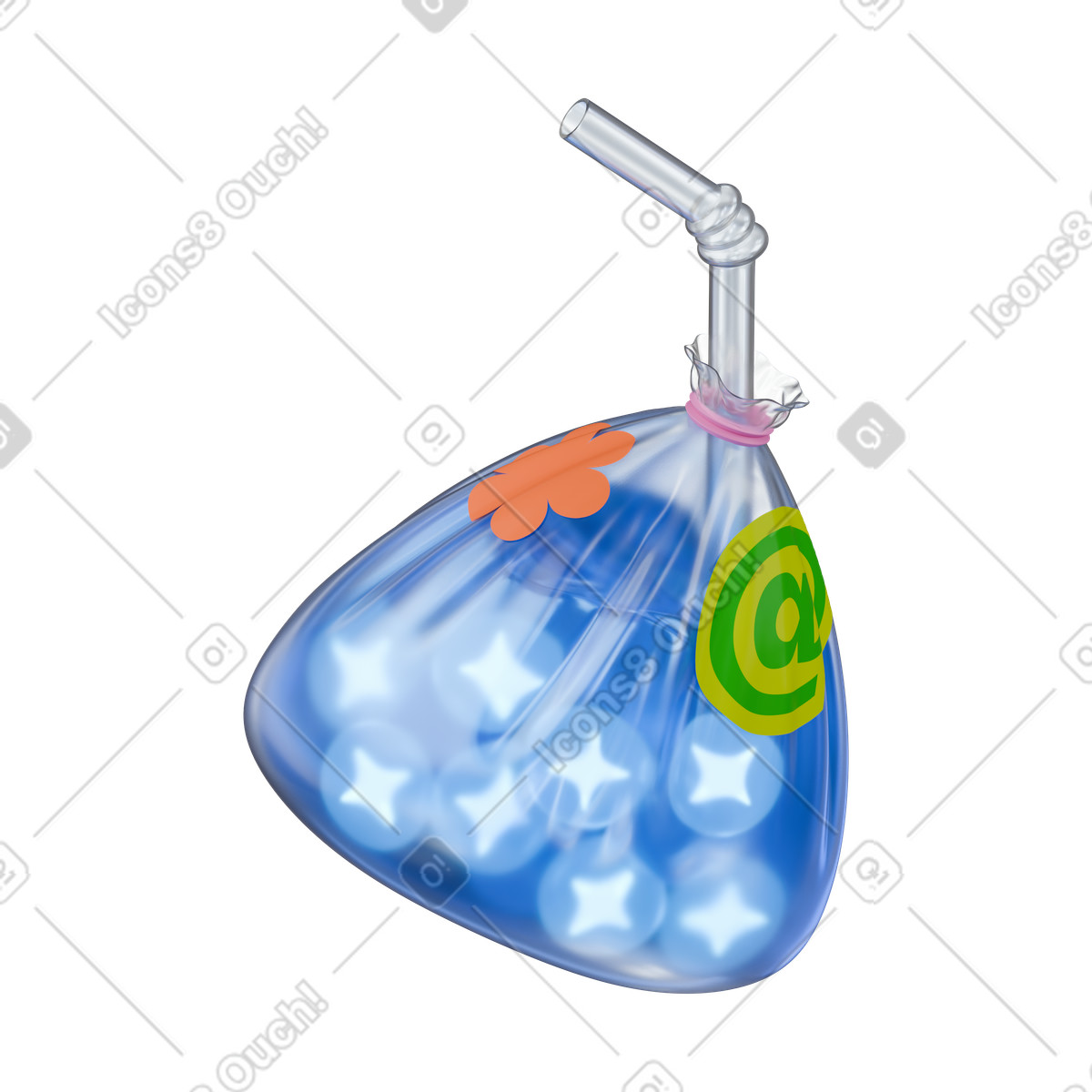 Ai 별이 그려진 비닐봉투 illustration in 3D Stickle style download in PNG, SVG