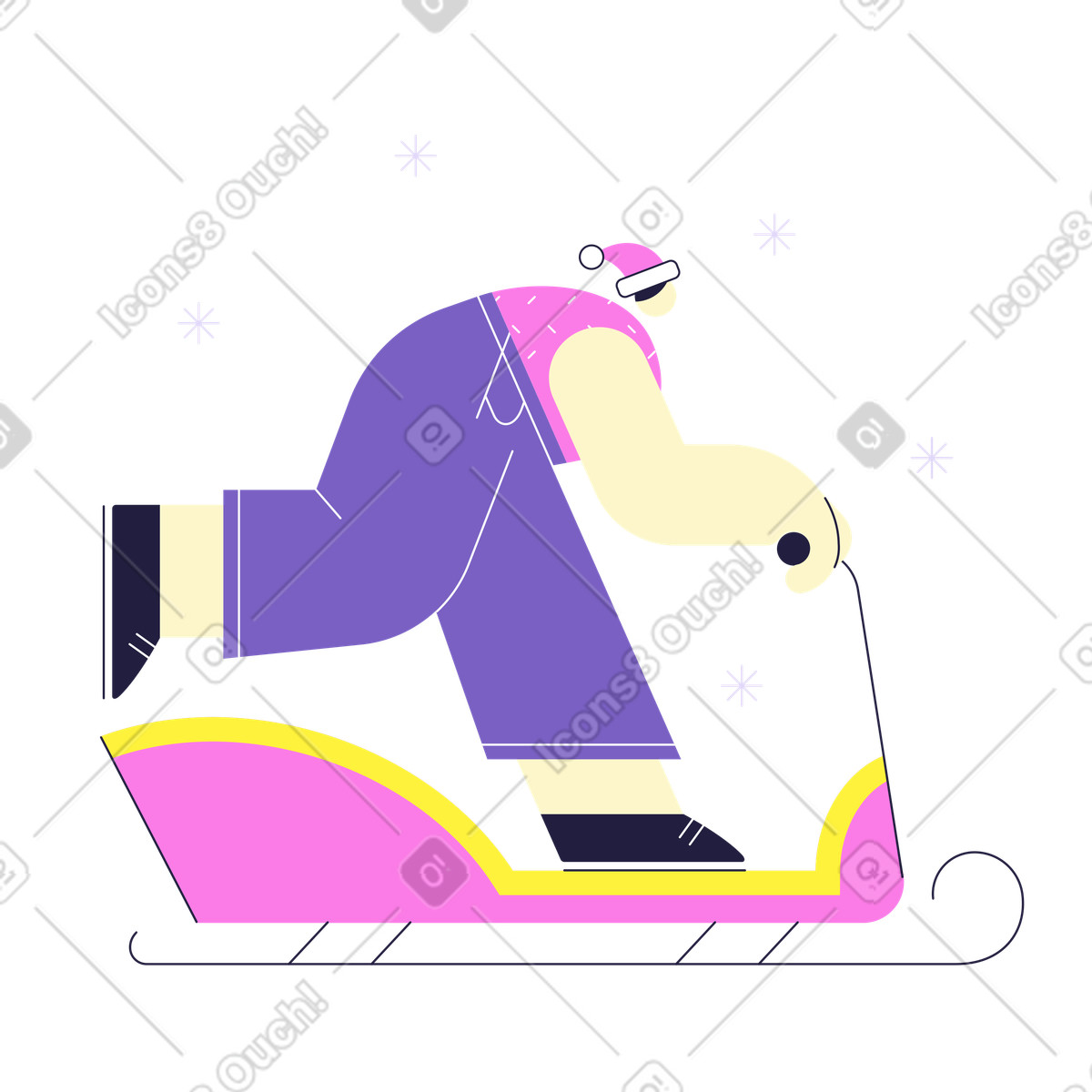 下载 Mellow 风格的 Sled rider in snowy weather, Exciting winter outdoor recreation 插画，支持 PNG、SVG 格式