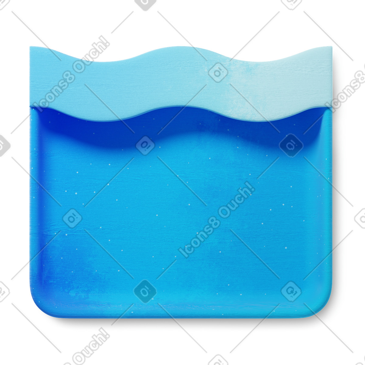 Illustration Ocean waves minimal blue panel with curved edge and texture dans le style 3D Microsoft Fluent à télécharger aux formats PNG, SVG