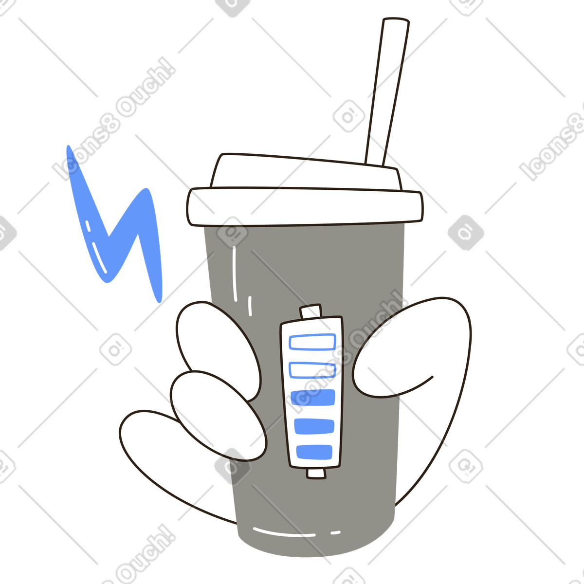 Ilustración animada de Taza de café con carga energética en GIF, Lottie (JSON), AE