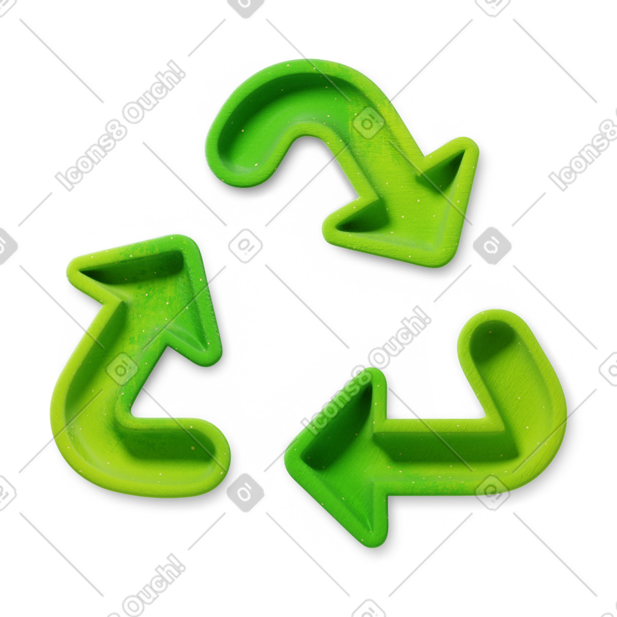 Green recycling arrows symbol icon illustration in 3D Microsoft Fluent style download in PNG, SVG