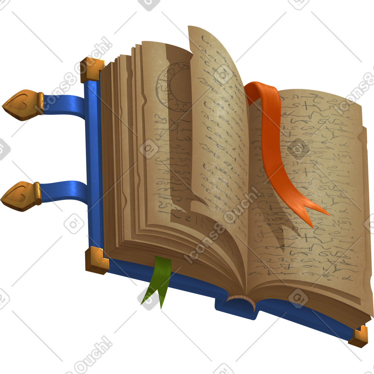 Illustration Livre de sorts ouvert dans le style Props à télécharger aux formats PNG, SVG