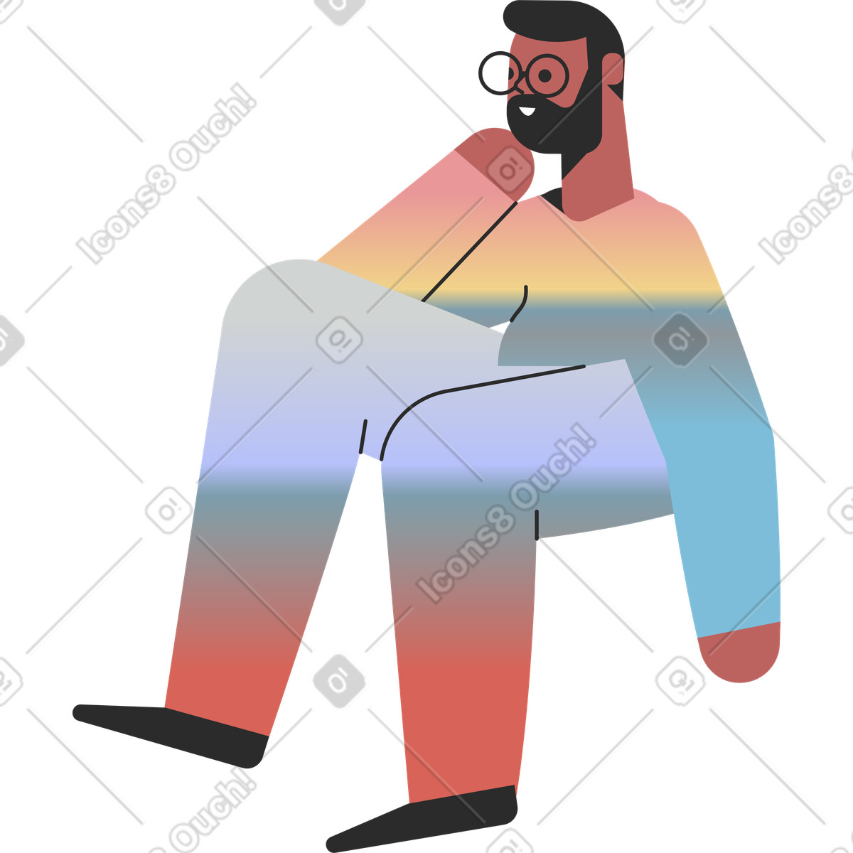 下载 Marginalia 风格的 坐着的人 插画，支持 PNG、SVG 格式