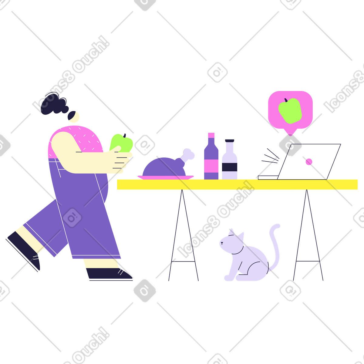 Illustration Cuisine selon la leçon vidéo dans le style Mellow à télécharger aux formats PNG, SVG